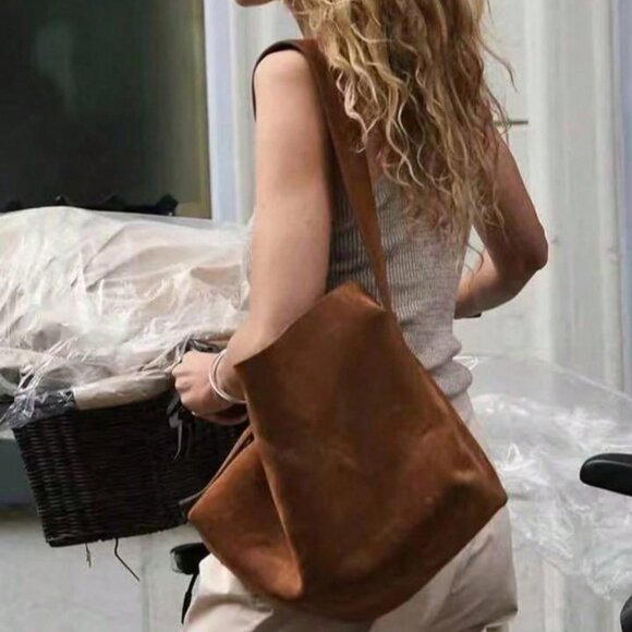 Coffee color Women's Large Capacity Bucket Shoulder Crossbody bag purse - Picture 3 of 8